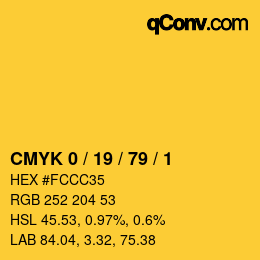 Color code: CMYK 0 / 19 / 79 / 1 | qconv.com