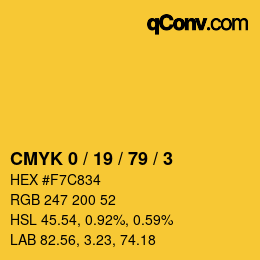 Color code: CMYK 0 / 19 / 79 / 3 | qconv.com