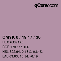 Farbcode: CMYK 0 / 19 / 7 / 30 | qconv.com