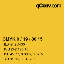 Color code: CMYK 0 / 19 / 80 / 5 | qconv.com