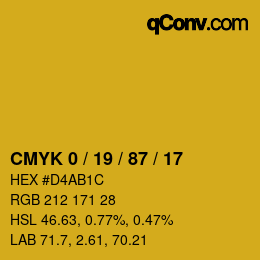 颜色代码: CMYK 0 / 19 / 87 / 17 | qconv.com