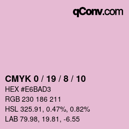 カラーコード: CMYK 0 / 19 / 8 / 10 | qconv.com