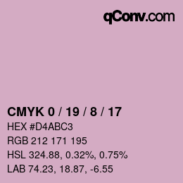 カラーコード: CMYK 0 / 19 / 8 / 17 | qconv.com