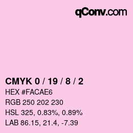 カラーコード: CMYK 0 / 19 / 8 / 2 | qconv.com