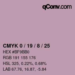 カラーコード: CMYK 0 / 19 / 8 / 25 | qconv.com