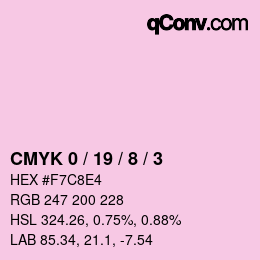 Farbcode: CMYK 0 / 19 / 8 / 3 | qconv.com