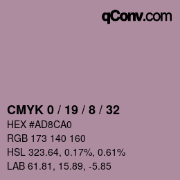 カラーコード: CMYK 0 / 19 / 8 / 32 | qconv.com
