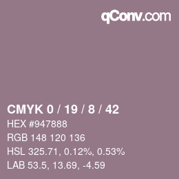 カラーコード: CMYK 0 / 19 / 8 / 42 | qconv.com