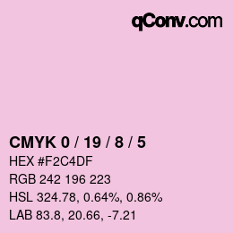 カラーコード: CMYK 0 / 19 / 8 / 5 | qconv.com