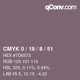 カラーコード: CMYK 0 / 19 / 8 / 51 | qconv.com