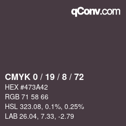 Color code: CMYK 0 / 19 / 8 / 72 | qconv.com