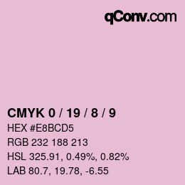 カラーコード: CMYK 0 / 19 / 8 / 9 | qconv.com