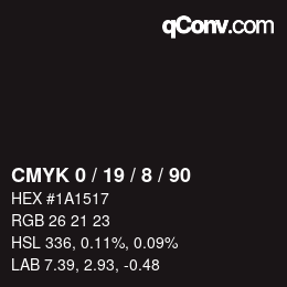 カラーコード: CMYK 0 / 19 / 8 / 90 | qconv.com