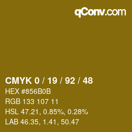 颜色代码: CMYK 0 / 19 / 92 / 48 | qconv.com