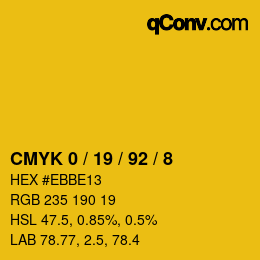 Código de color: CMYK 0 / 19 / 92 / 8 | qconv.com