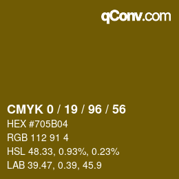 Color code: CMYK 0 / 19 / 96 / 56 | qconv.com