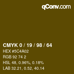 Color code: CMYK 0 / 19 / 98 / 64 | qconv.com