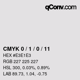 カラーコード: CMYK 0 / 1 / 0 / 11 | qconv.com