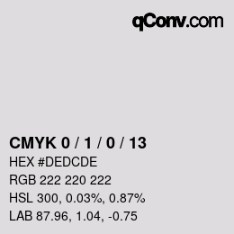 Code couleur: CMYK 0 / 1 / 0 / 13 | qconv.com