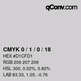 カラーコード: CMYK 0 / 1 / 0 / 18 | qconv.com
