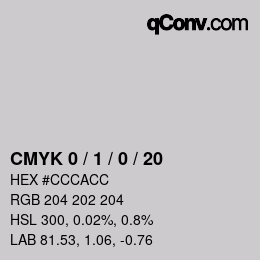 颜色代码: CMYK 0 / 1 / 0 / 20 | qconv.com