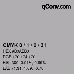 Color code: CMYK 0 / 1 / 0 / 31 | qconv.com