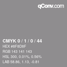 颜色代码: CMYK 0 / 1 / 0 / 44 | qconv.com