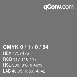 Color code: CMYK 0 / 1 / 0 / 54 | qconv.com