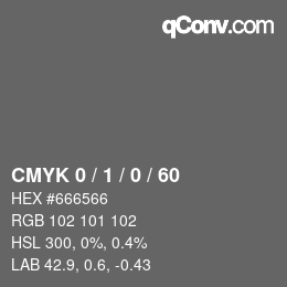 カラーコード: CMYK 0 / 1 / 0 / 60 | qconv.com