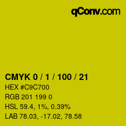 Color code: CMYK 0 / 1 / 100 / 21 | qconv.com
