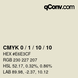 カラーコード: CMYK 0 / 1 / 10 / 10 | qconv.com