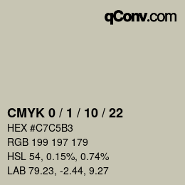 カラーコード: CMYK 0 / 1 / 10 / 22 | qconv.com