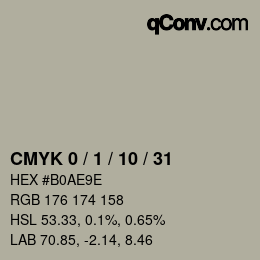 カラーコード: CMYK 0 / 1 / 10 / 31 | qconv.com