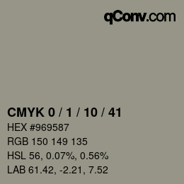 カラーコード: CMYK 0 / 1 / 10 / 41 | qconv.com