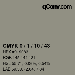 颜色代码: CMYK 0 / 1 / 10 / 43 | qconv.com