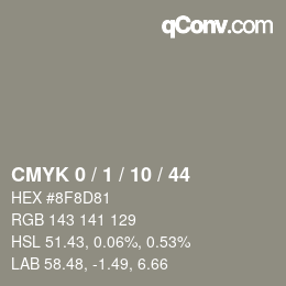 カラーコード: CMYK 0 / 1 / 10 / 44 | qconv.com