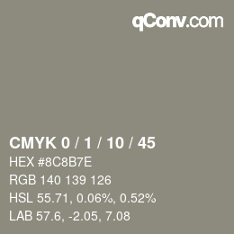 Farbcode: CMYK 0 / 1 / 10 / 45 | qconv.com