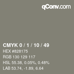 カラーコード: CMYK 0 / 1 / 10 / 49 | qconv.com