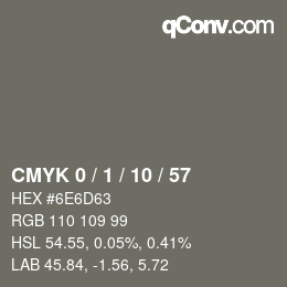 カラーコード: CMYK 0 / 1 / 10 / 57 | qconv.com