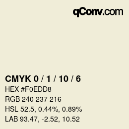 颜色代码: CMYK 0 / 1 / 10 / 6 | qconv.com