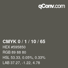 颜色代码: CMYK 0 / 1 / 10 / 65 | qconv.com