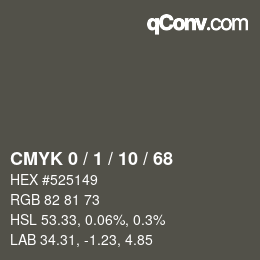 Farbcode: CMYK 0 / 1 / 10 / 68 | qconv.com