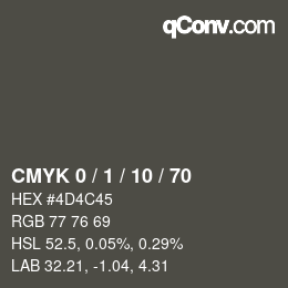 颜色代码: CMYK 0 / 1 / 10 / 70 | qconv.com