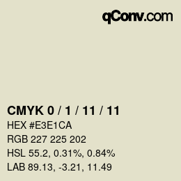 颜色代码: CMYK 0 / 1 / 11 / 11 | qconv.com