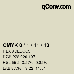 Code couleur: CMYK 0 / 1 / 11 / 13 | qconv.com