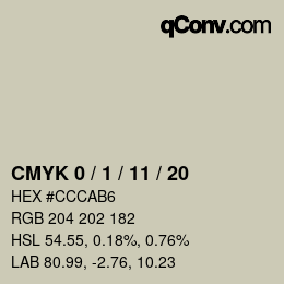 カラーコード: CMYK 0 / 1 / 11 / 20 | qconv.com