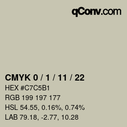 カラーコード: CMYK 0 / 1 / 11 / 22 | qconv.com