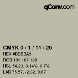 カラーコード: CMYK 0 / 1 / 11 / 26 | qconv.com