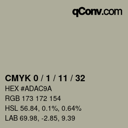 カラーコード: CMYK 0 / 1 / 11 / 32 | qconv.com