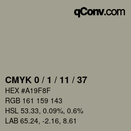 カラーコード: CMYK 0 / 1 / 11 / 37 | qconv.com